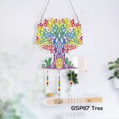 Diamond painting decoratie - raamhanger - Wall hanging - Kleurrijke boom
