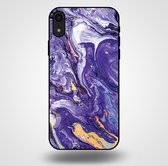 Smartphonica Telefoonhoesje voor iPhone Xr met marmer opdruk - TPU backcover case marble design - Goud Paars / Back Cover geschikt voor Apple iPhone XR