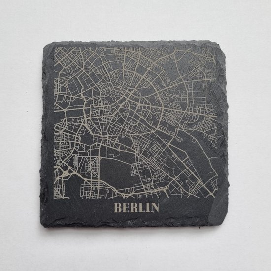 Onderzetters Berlin, leisteen 10x10cm. Set van 6 stuks.