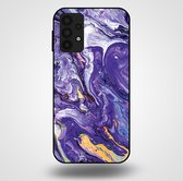 Smartphonica Telefoonhoesje voor Samsung Galaxy A32 5G met marmer opdruk - TPU backcover case marble design - Goud Paars / Back Cover geschikt voor Samsung Galaxy A32 5G