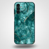 Smartphonica Telefoonhoesje voor Samsung Galaxy A13 5G met marmer opdruk - TPU backcover case marble design - Goud Groen / Back Cover geschikt voor Samsung Galaxy A13 5G