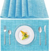 Placemats, afwasbaar, set van 6, placemats, pvc, hittebestendig, antislip, voor keuken, eettafel, hotel, 45 x 30 cm (hemelsblauw)