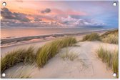 Tuindecoratie Strand - Zee - Duin - Nederland - Roze - 60x40 cm - Tuinposter - Tuindoek - Buitenposter