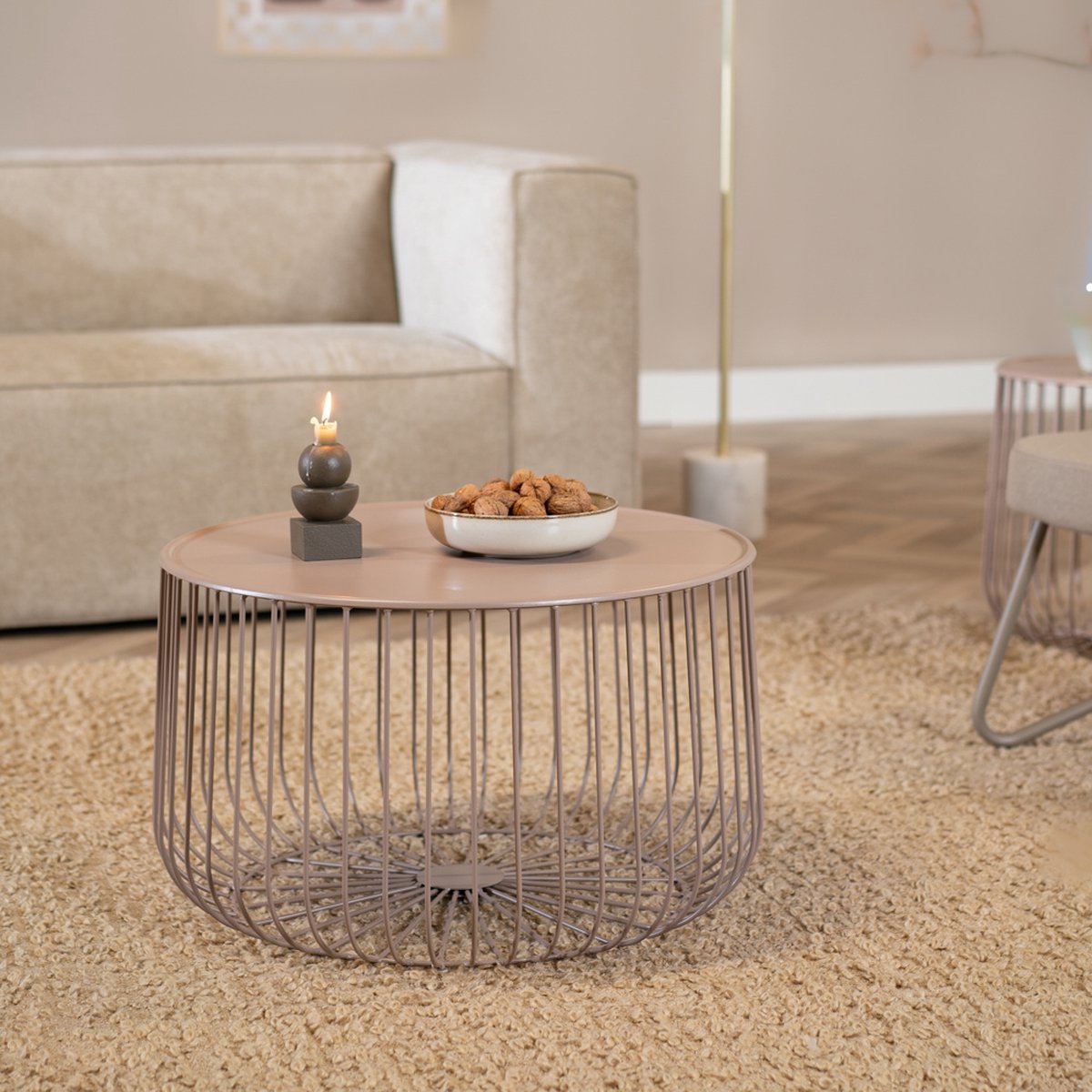 Bronx71® Salontafel Senna metaal taupe - Salontafel rond