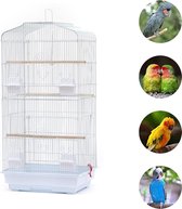 Papegaaienkooi - Parkietenkooi - Grote Vogelkooi voor Binnen - Inclusief Speelgoed - Vogelkooien met Badhuis - 60x40x50cm - Wit