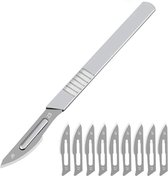 Couteau scalpel plat avec 10 lames | ACIER INOXYDABLE | lames de bistouri | Couteaux scalpels | Couteau de loisir | Lame chirurgicale