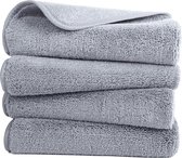 Microvezel handdoek - sneldrogend/niet-pluizend - 4 stuks - grijs - 40,64 x 76,2 cm