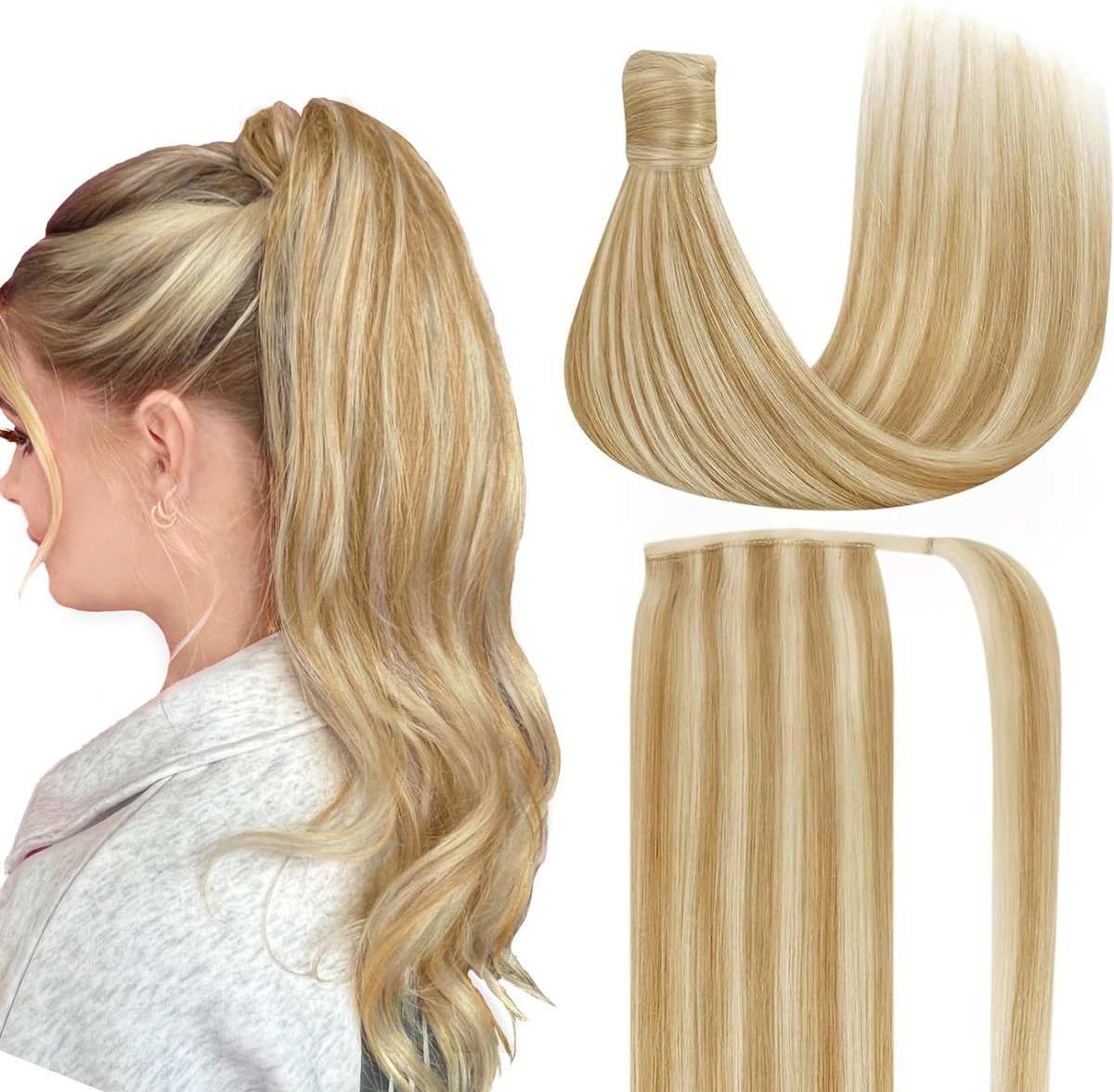 Vivendi Ponytail Clip In Hairextensions| Human Hair Echt Haar | Wrap Around Hairextensions | 20