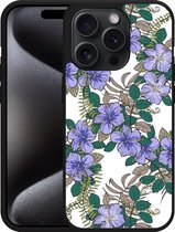 Cazy Hardcase Hoesje geschikt voor iPhone 15 Pro Purple Flowers