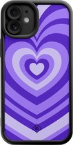 Casimoda® hoesje - Geschikt voor iPhone 11 - Hart Swirl Paars - Effen telefoonhoesje met lensbescherming - TPU - Backcover - Paars