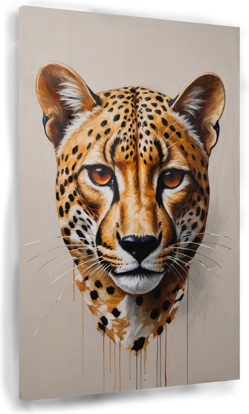 Tableau portrait guépard - Peintures animaux sauvages sur verre - Peintures sur Glas guépard - Décoration murale classique - Acrylique - Accessoires de maison - 40 x 60 cm 5mm