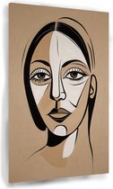 Beige vrouw - Minimal art schilderij - Canvas schilderij minimalisme - Muurdecoratie industrieel - Canvas schilderij - Muurdecoratie - 50 x 70 cm 18mm