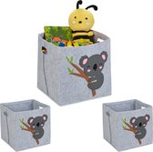 Relaxdays 3x opbergmand kinderkamer - vilten speelgoedmand - koala - opbergbox speelgoed