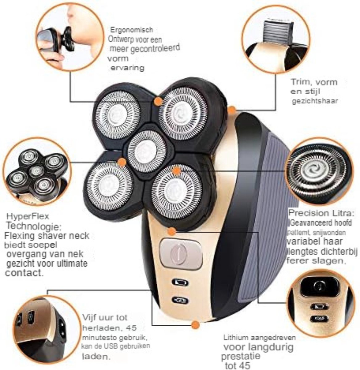 Skull Hoofd Scheerapparaat met Ergonomisch Ontwerp - afbeelding 2