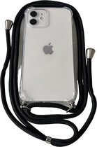 Anti Shock Siliconen Backcover met Zwart Koord - Geschikt voor iPhone 12 Pro Max - Premium Kwaliteit Stoot rubber Siliconen - Transparant (Past Alleen 12 Pro Max)