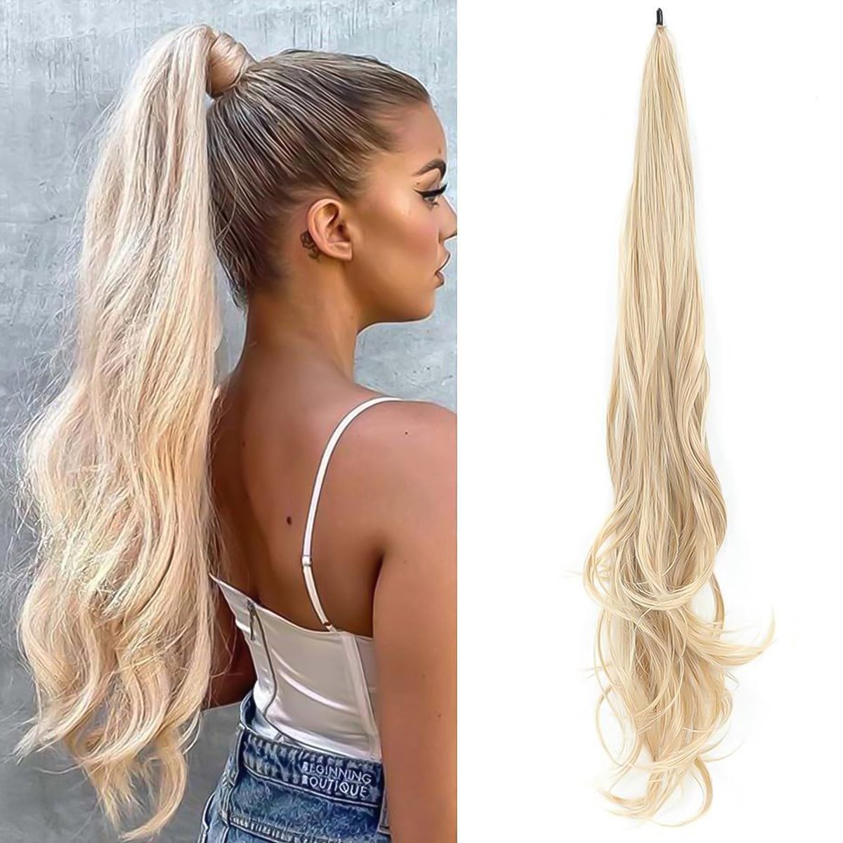 Ponytail Extensions Blond - Hairextensions - Wrap Around Paardenstaart Extension - Haarverlenging - Haarstuk - 80 cm