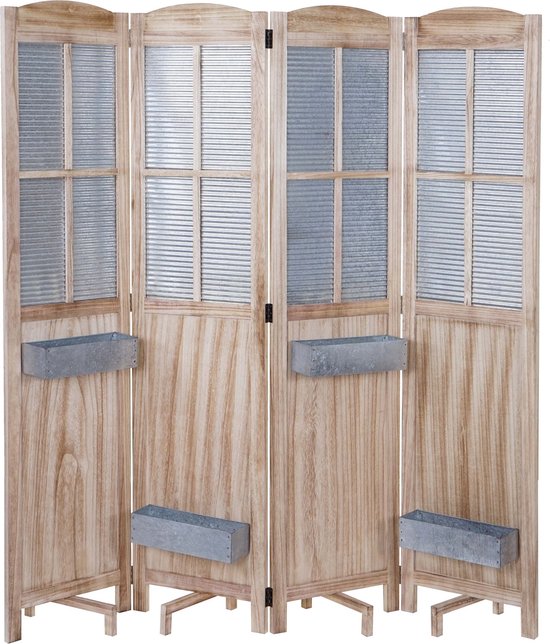 Cosmo Casa Scherm - Plantenbakken - Roomdivider Scheidingswand Spaanse Wand Privacy - Hout Metaal 170x161x29cm