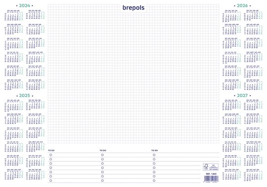 Brepols Bureaukalender DeskMate 2024-2027 Papier Wit NL-FR-DU-EN