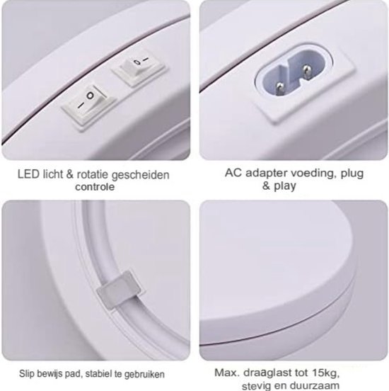 Elektrisch draaiplateau - Fotografie-draaitafel - 360 graden draaiend - Display met ledlicht - Tot 15kg - Merkloos