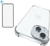 Coque iPhone 15 avec Protecteur d'écran - Coque Antichoc - Siliconen - Transparente