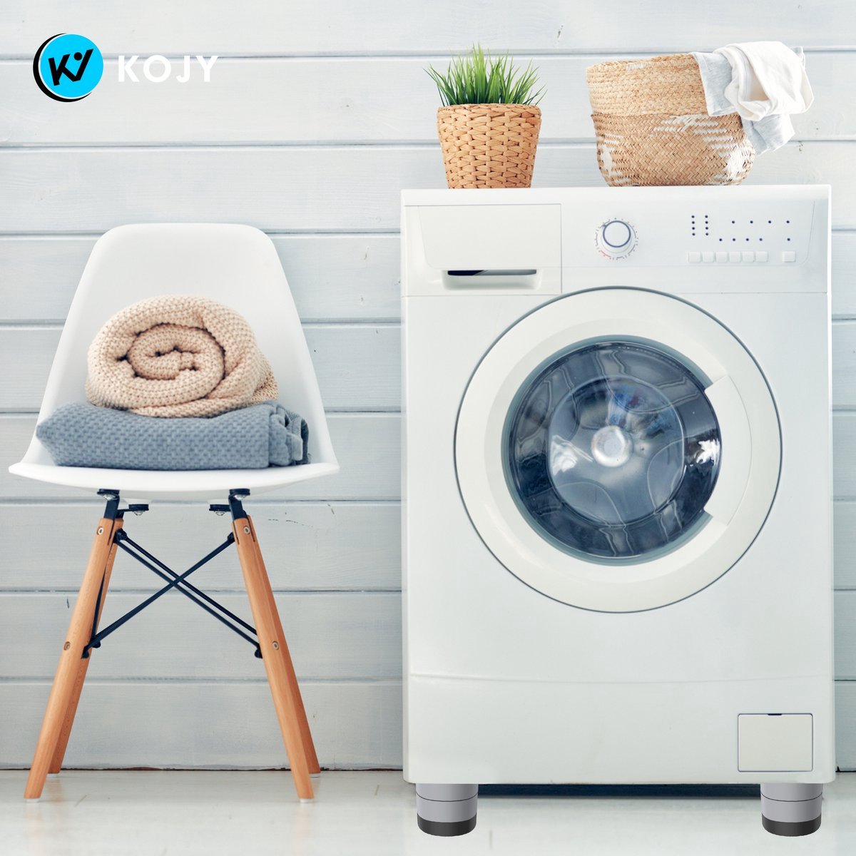 KOJY Wasmachine dempers - Verhoger - Stapelbaar - Grijs - voor wasmachine en wasdroger — afbeelding 7
