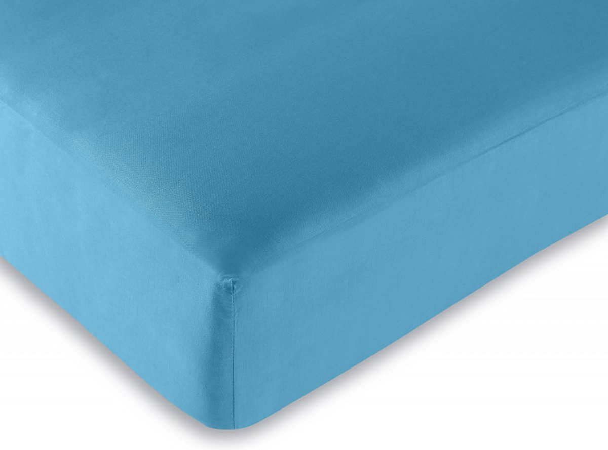 Univers Décor - Hoeslaken - Turquoise - 200 x 200 cm / 100% katoen / 57 draden/cm² "King size