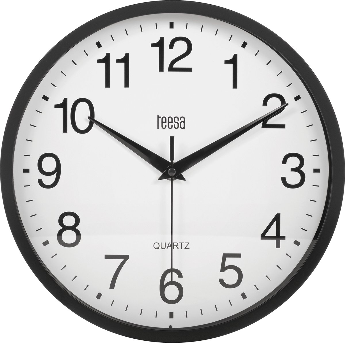 Teesa TSA0037B Analoge Wandklok 25 cm Zwart