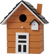 Nichoirs colorés pour oiseaux - Convient comme décoration mais aussi comme nichoir pour moineau, mésange charbonnière ou mésange bleue le nichoir Birdhouse peut être suspendu ou posé à l'extérieur - en bois - couleur orange 17x12x20