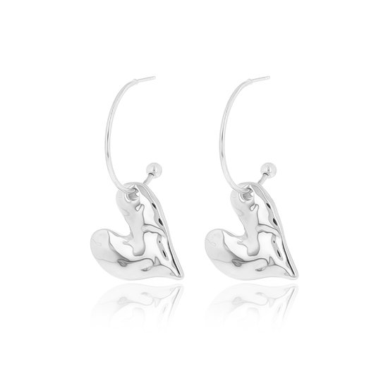Silver coloured earrings with heart