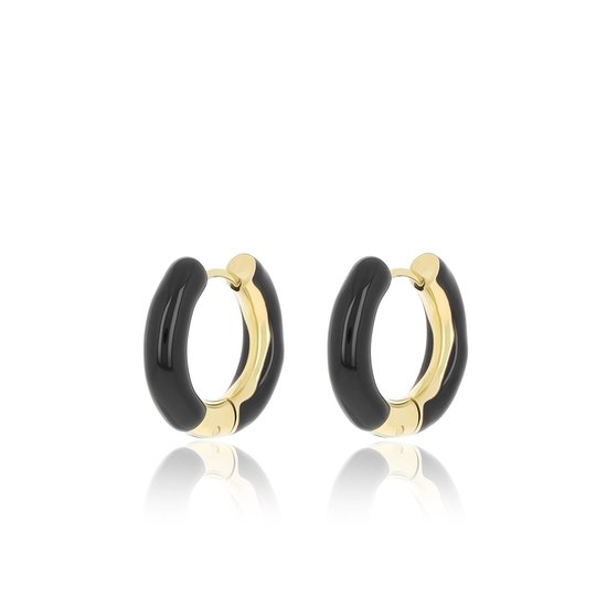Gold/black coloured hoop earrings