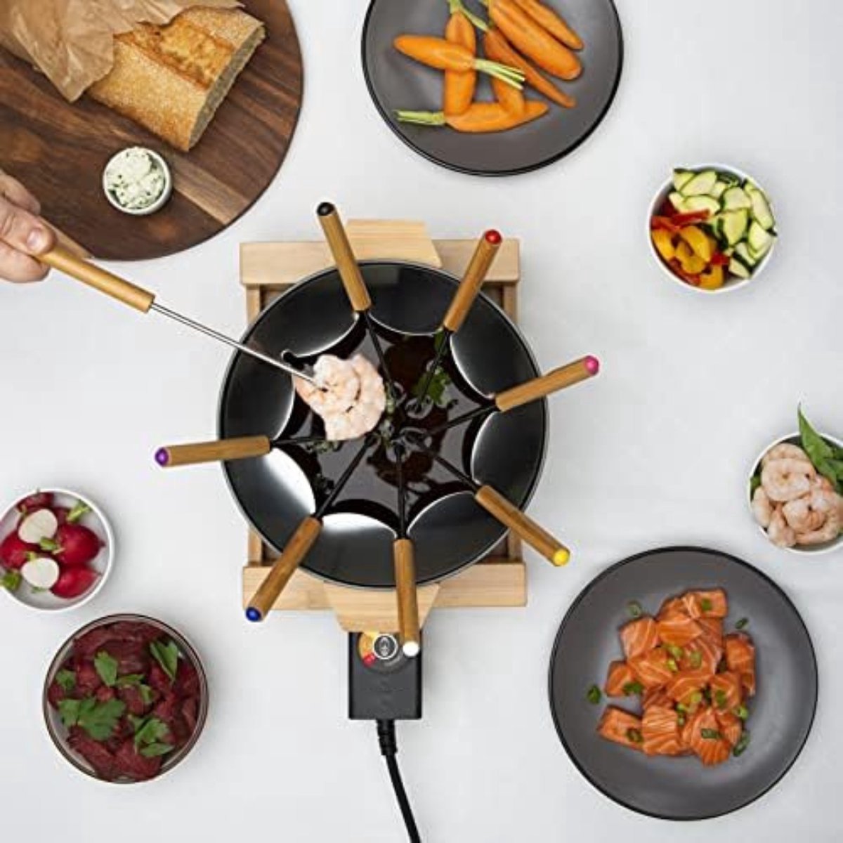 Kaasfondue Set - Kaasfondue Pan - Kaasfondue Pan Aardewerk - 1,5L - Zwart – foto 4