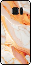 Smartphonica Telefoonhoesje voor Samsung Galaxy S7 Edge met marmer opdruk - TPU backcover case marble design - Oranje / Back Cover geschikt voor Samsung Galaxy S7 Edge