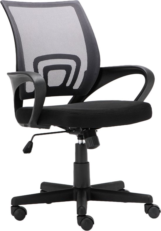 CLP Genius Bureaustoel - Ergonomisch - Voor volwassenen - Met armleuningen - Netbekleding - grijs