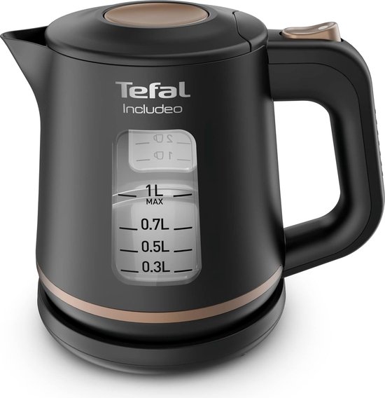 Waterkoker 1 Liter - Anti Kalker - Waterniveau Indicator - Zwart
