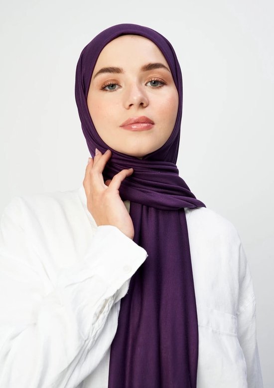 Hijab Jersey PLUM - Sjaal - Hoofddoek - Turban - Jersey Scarf - Sjawl - Dames hoofddoek - Islam - Hoofddeksel