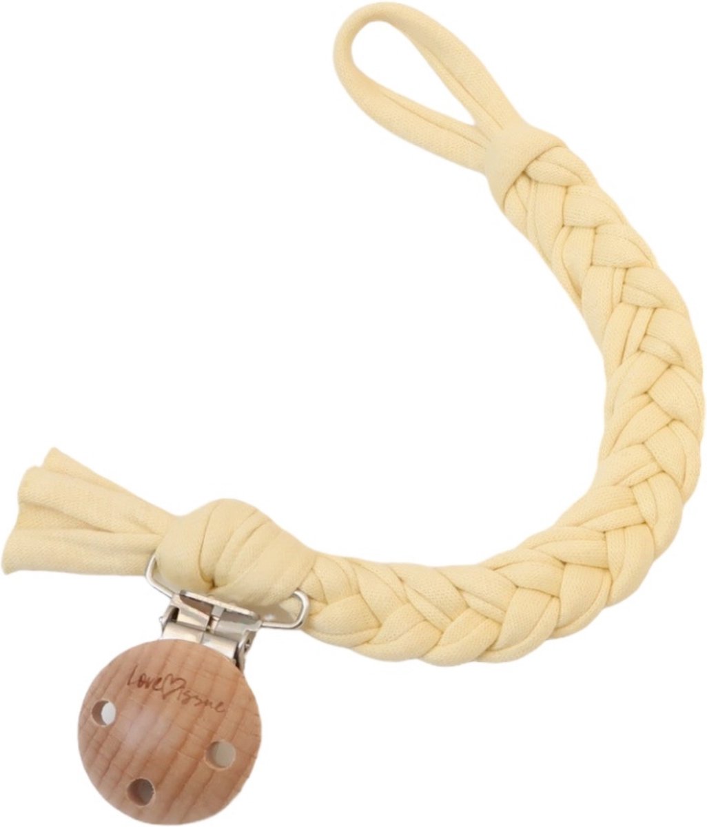 Goedkoopste LOVEissue - Speenkoord - Gevlochten katoen - Houten clip - Sunshine