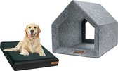 Rexproduct Medisch Dog House - Niches pour chiens d'intérieur - Coussin Medisch pour chien inclus - Niches pour la maison - Niche pour chien - Lit pour chien fabriqué à partir de bouteilles PET recyclées - PETHome Light Grey Dark Green