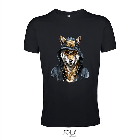 T-Shirt 158an13 Hond met gouden kettingen - xL