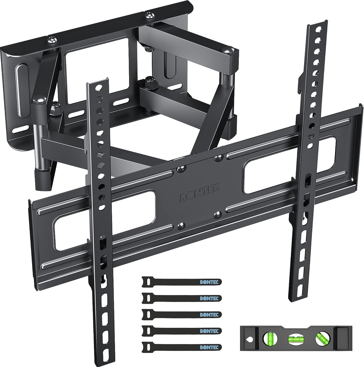 DiverseGoods TV Muurbeugel voor 32"-70"Inch Platte en Gebogen TV's, Draai-en Kantelbare TV Beugel, Dubbele Arm Volledig Bewegend Houdt tot 45 kg, VESA 400x400mm, met HDMI Kabel, Spirit Level, 5 Klittenband