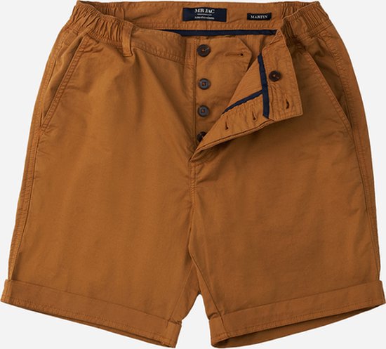Mr Jac - Slim Fit - Heren - Korte Broek - Shorts - Garment Dyed - Pima Cotton - Bruin - Maat L