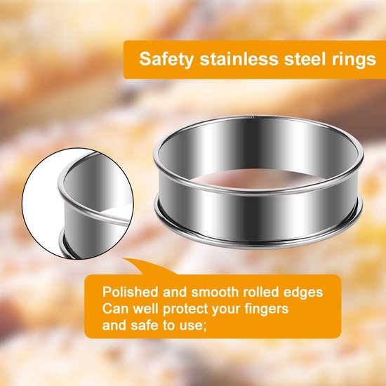 20 stuks roestvrijstalen pannenkoekvormen, 10,5 x 2,5 cm taartring