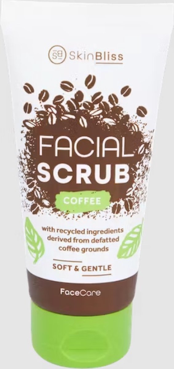 Skin Bliss Coffee Scrub 75 ml - Soft Face & Body Scrub - Zachte Gezichtscrub & Lichaamscrub Koffie met gerecyclede ingrediënten - Koffiescrub