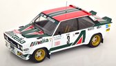 Het 1:18 gegoten model van de Fiat 131 Abarth Alitalia #3 van de Monte Carlo Rally van 1979. De rijders waren M. Alen en I. Kivimaki. De fabrikant van het schaalmodel is Solido. Dit model is alleen online verkrijgbaar
