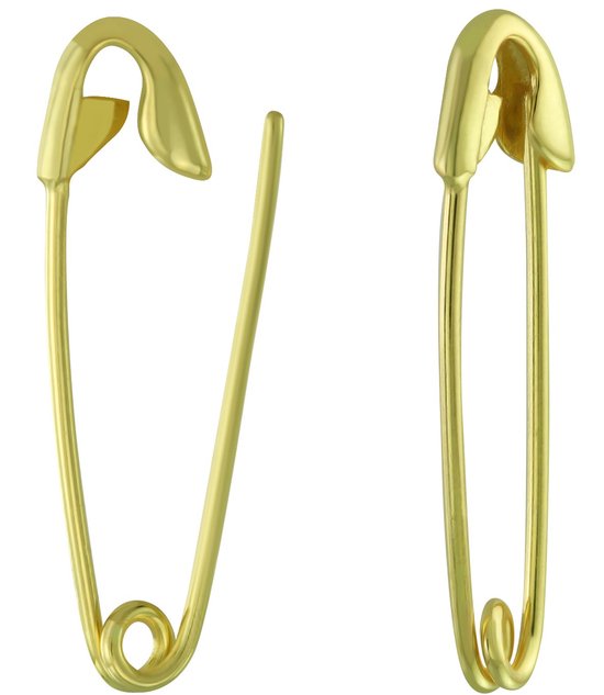 Joy|S - Zilveren veiligheidsspeld oorbellen - 5 x 25 mm - 14k goudplating