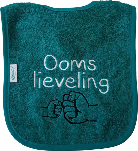 Lake green kleurige slab met "Ooms lieveling" - oom, kraamcadeautje, verjaardag, cadeautje, baby, groen