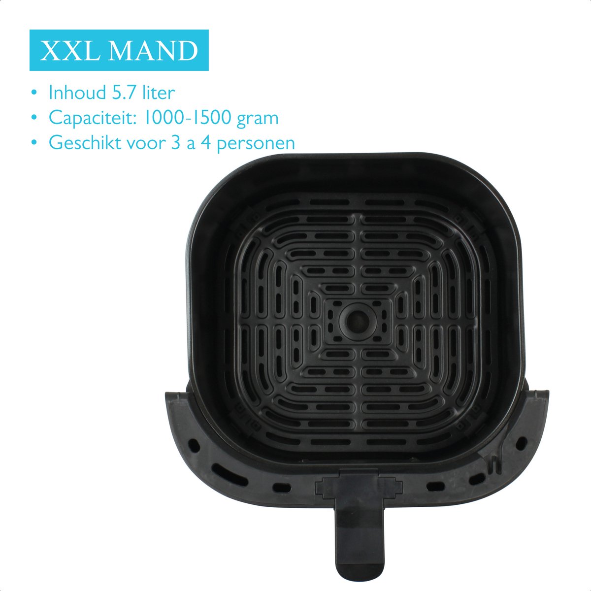 Afbeelding 3 van Wartmann WM 2203AF, Keramische Airfryer / heteluchtfriteuse, 5,7 liter, weegschaalfunctie, PFAS-vrij, zwart