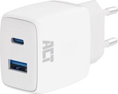 ACT USB-C & USB-A lader 20W met Power Delivery PPS, Quick Charge, GaNFast AC2122