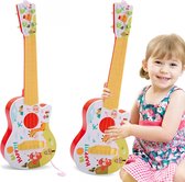 Playos® - Ukulele - Peuters - Giraf - Rood / Geel - met Plectrum - Kindergitaar - Speelgoedinstrument - Muzikaal Speelgoed