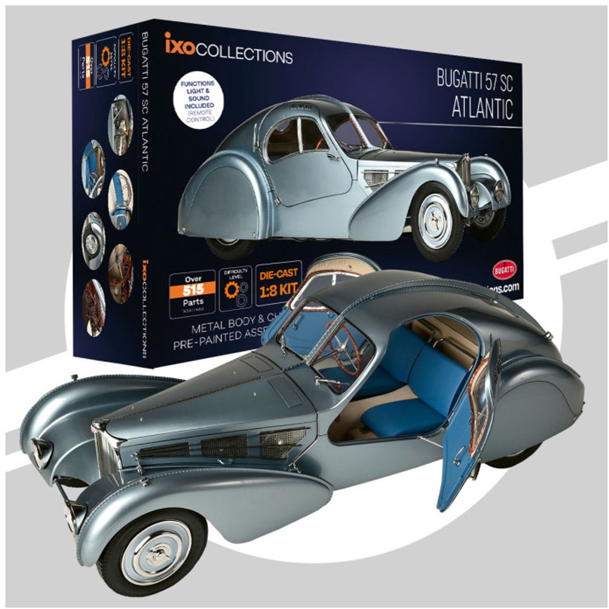 IXO Collections Modelbouwpakket Auto - 012 Bugatti Atlantic 57SC Rothschild Auto Metalen - 1:8 - Modelbouw
