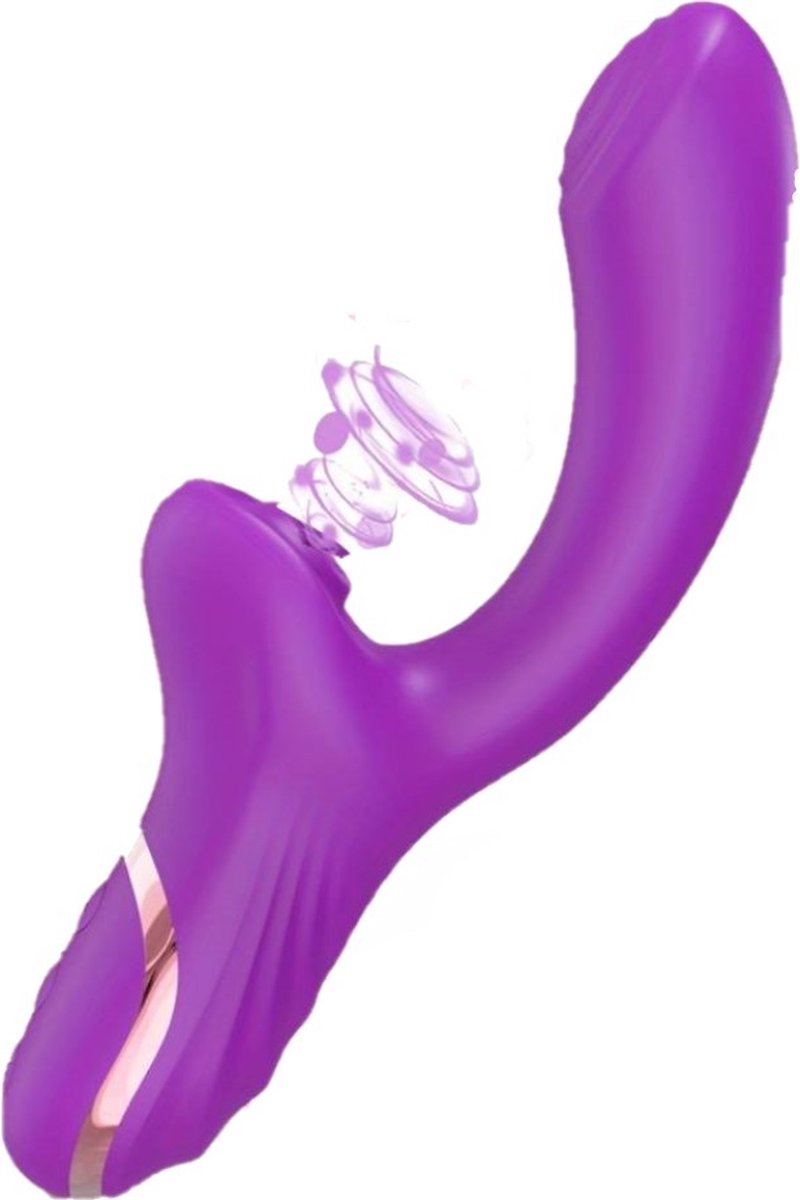 Goedkoopste Erodit® Double Pleasure 2 in 1 vibrator paars-G-spot- zuig- luchtdruk vibrator- vibrerende dildo -G-spot/clitoris stimulator–een echte womanizer met zuig en vibratie modus - sex toy/seksspeeltjes voor vrouwen – mannen -koppels